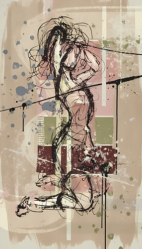De Stilte van de Lijn | Abstract Vrouwelijk Portret in Aardetint