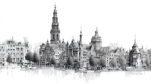 The Hague Panorama - Classic building drawing