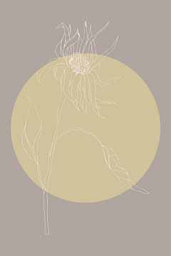 Japandi. Boho botanische bloem in goud en taupe nr. 6 van Dina Dankers