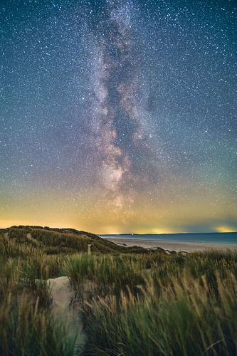 Milky Way over the dunes of the danish north sea coast