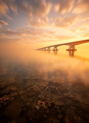 Zeelandbrug tijdens een prachtige zonsopkomst