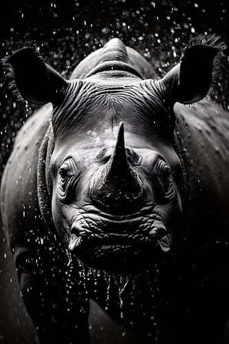 Minimalist animal portrait in black and white