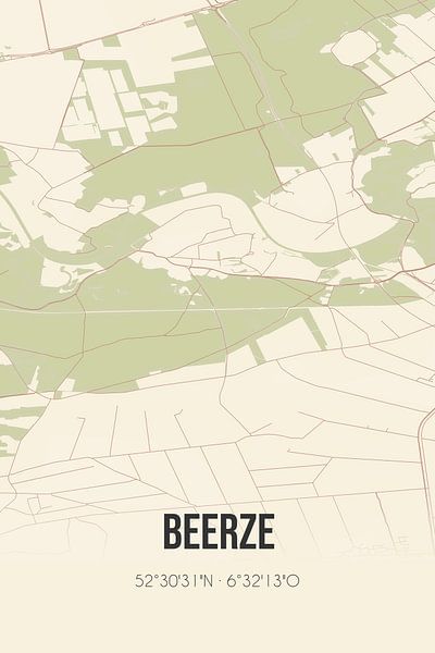 Carte ancienne de Beerze (Overijssel) par Affiches de lieux