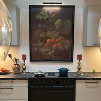 Klantfoto: Stilleven met vruchten en een distelvink, O.D. Ottesen, op canvas