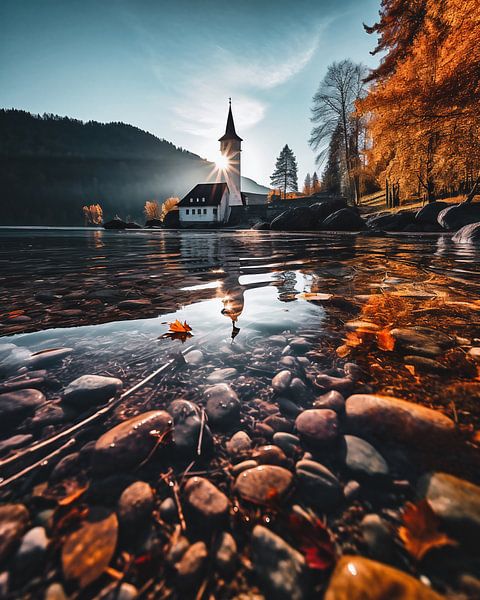 Church by the lake by fernlichtsicht
