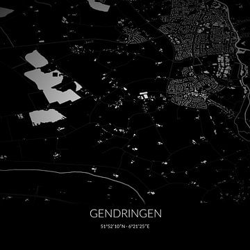 Zwart-witte landkaart van Gendringen, Gelderland. van Rezona