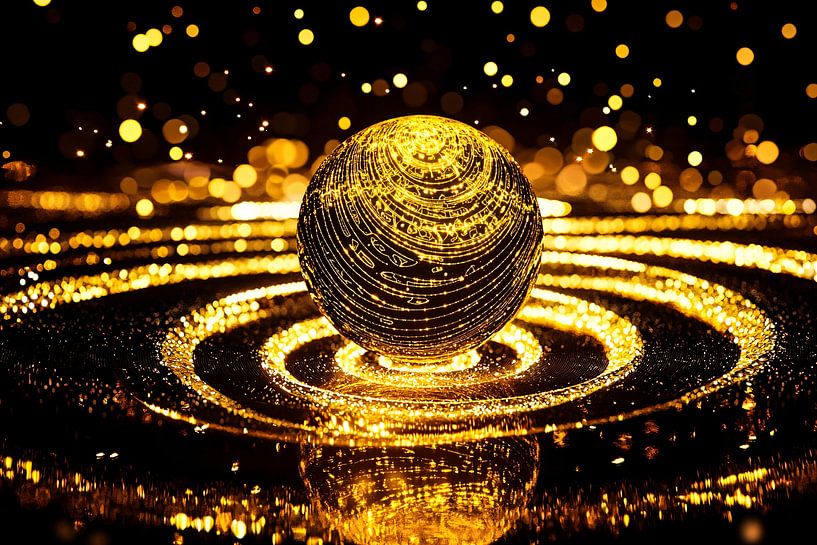 Golden sphere with light patterns by Imperial Art House