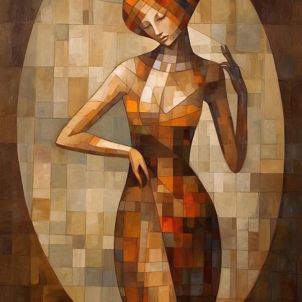 Painting Woman - Painting with warm colours by Wonderful Art