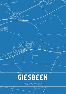 Blauwdruk | Landkaart | Giesbeek (Gelderland) van MijnStadsPoster