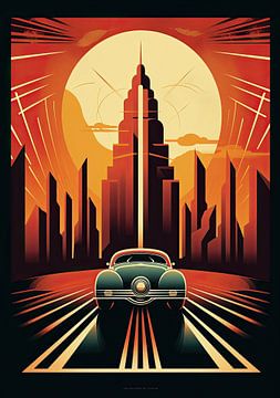 Art Deco Car Poster by Niklas Maximilian