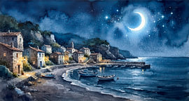 Küstendorf bei Nacht von Jutta Maria Pusl