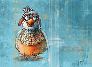 Wütendes Huhn - farbenfrohes digitales Kunstwerk von Emiel de Lange