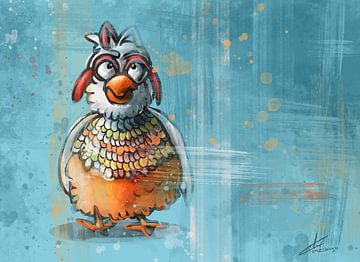 Angry chicken - colorful digital artwork by Emiel de Lange