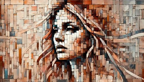 Travail sur le mur commandeur : Mosaïque de bois abstraite