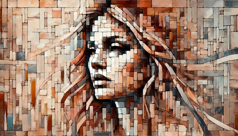 Arbeit an der Wand Besteller : Abstraktes Holzmosaik von Sanne den Engelsman