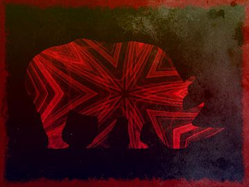 Eenzame Neushoorn Grunge Art by Nicky`s Prints