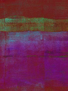 Donker abstract minimalistisch landschap in violet en groen. van Dina Dankers