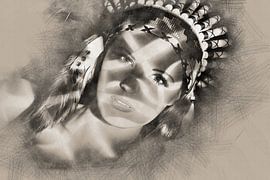 Indian woman in black and white