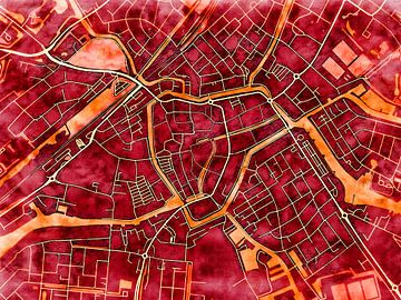 Kaart van Sneek centrum in de stijl 'Amber Autumn' van Maporia
