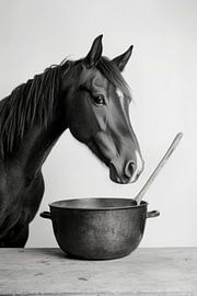 Cheval dans la cuisine sur Poster Art Shop