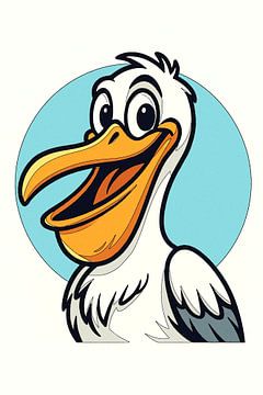 Fröhlicher Pelikan im Cartoon-Stil