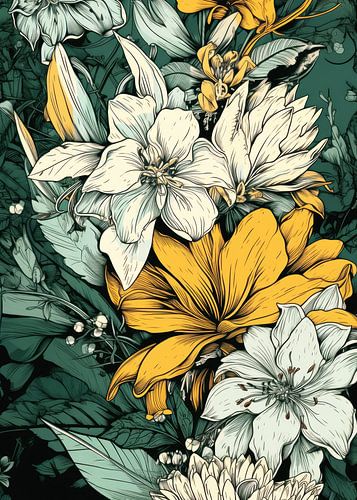 Bloemen en bladeren natuur kunst