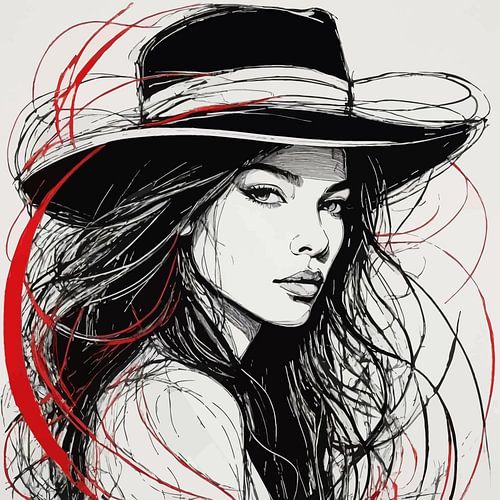 Minimalistisch schilderij van vrouw