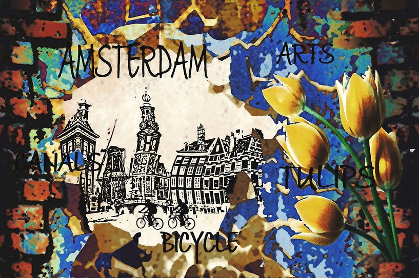 Tulpen uit Amsterdam, Mokum, Holland, digitale kunst van MirEll digital art