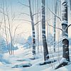 Forêt en robe d'hiver | Forêt d'hiver Art sur Peintures accrocheuses