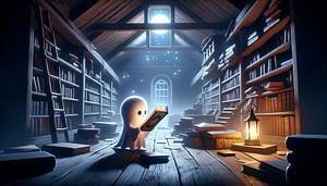 Nachts in der Bibliothek – Ein Gespenst liest
