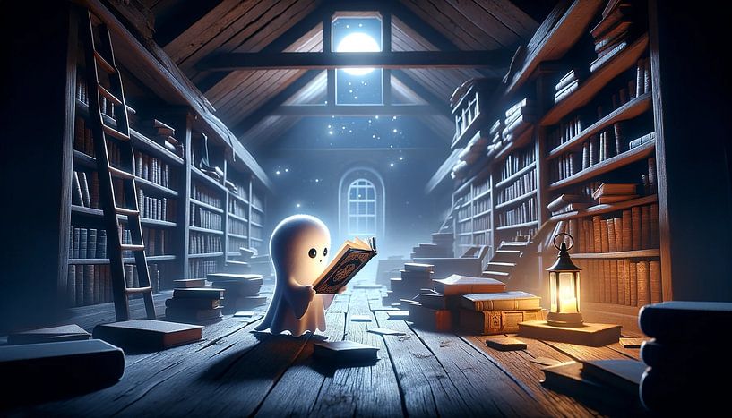 Nachts in der Bibliothek – Ein Gespenst liest von artefacti