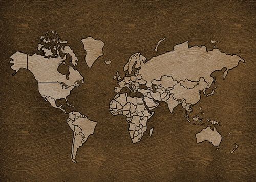 Vintage look wereldkaart in lijnen