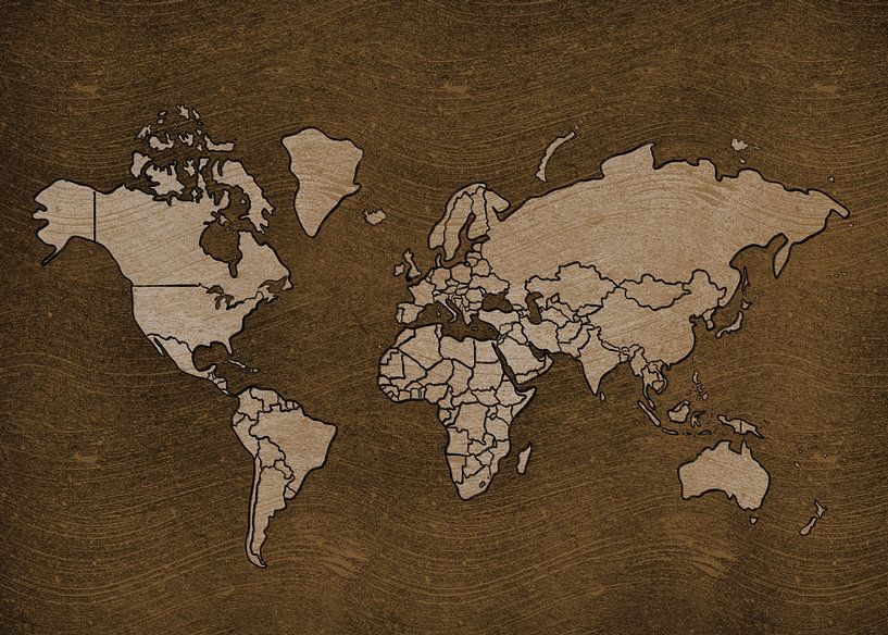 Weltkarte im Vintage-Look mit Linien von Studio Malabar