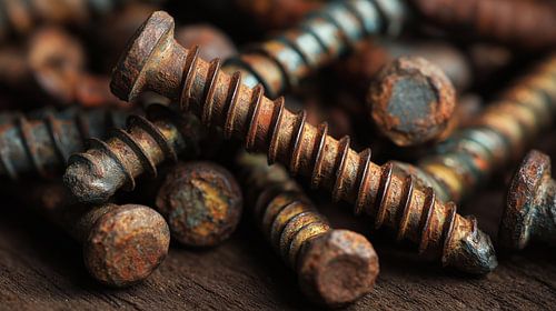 Panorama der rostigen Schrauben