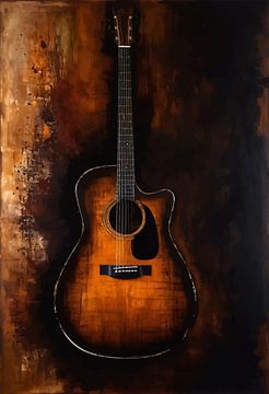 Akoestische gitaar abstracte kunst van MIROKKU
