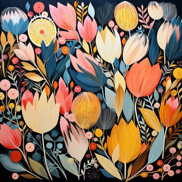 Flowers - Colourful Composition by New Future Art Gallery