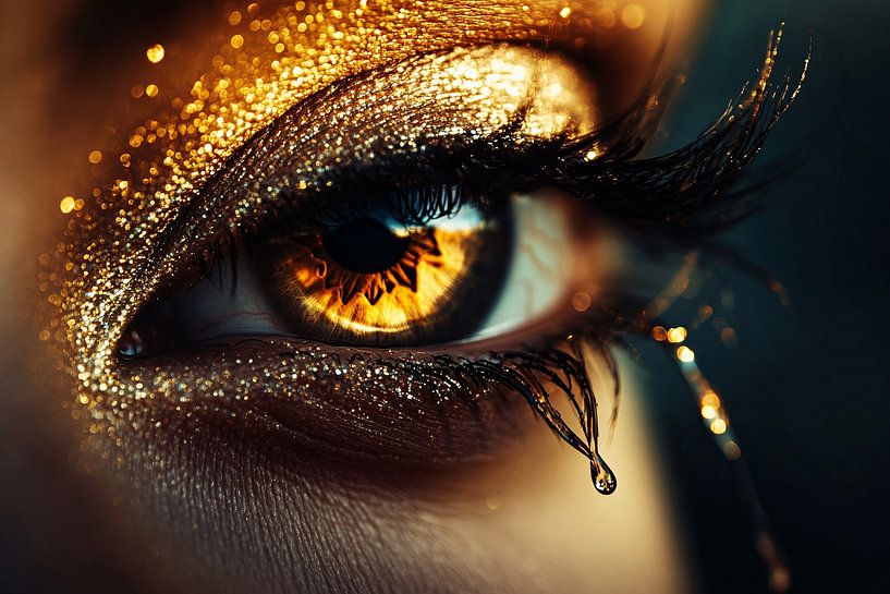 Gouden glinsterende oog close-up van Art & Soul Creations