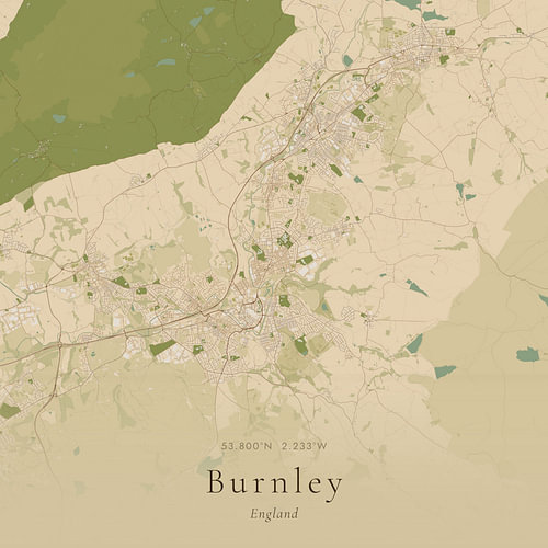 Vintage landkaart van Burnley, United Kingdom