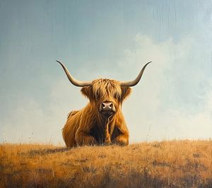 Scottish Highlander Cow | Scottish Highlander painting sur Blikvanger Schilderijen