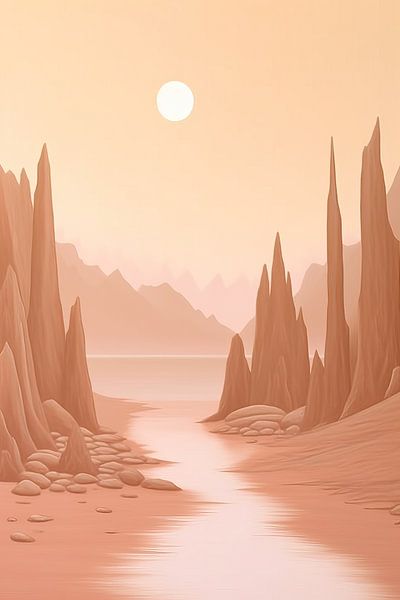 Beige Painting Peaceful Meadows | Tranquillity of Nature by Eye catching paintings