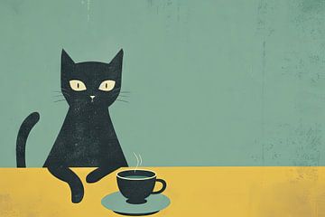 Minimalistische katten- en koffieliefhebbers van Poster Art Shop