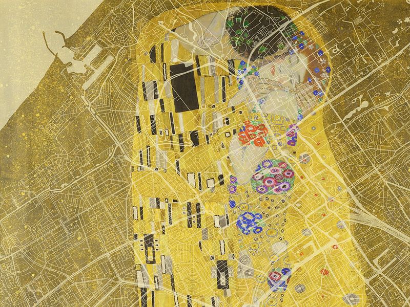 Map of Den Haag with the Kiss by Gustav Klimt by De Kaartenwinkel