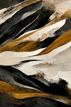 Ruwe zwarte en okerkleurige bergen van Treechild