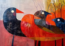 Vogel Abstrakt | Portrait von Abstraktes Gemälde