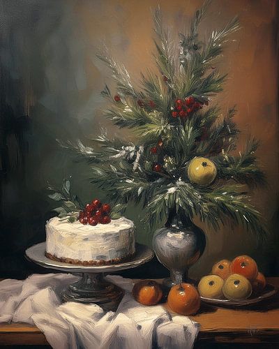 Kerstboom en kersttaart