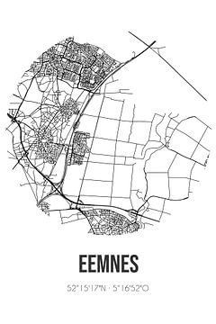 Eemnes (Utrecht) | Carte | Noir et blanc sur Rezona