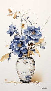 fleurs séchées dans un vase Kintsugi sur Gelissen Artworks