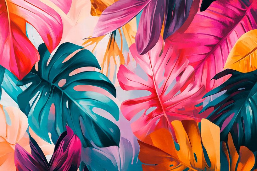 Colourful leaf patterns - tropical flair by Poster Art Shop