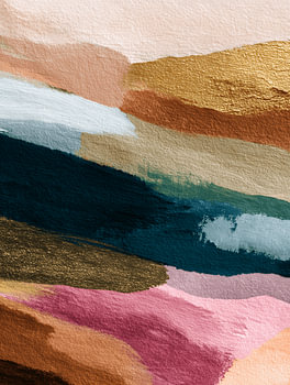 Abstract landschap in warme kleurbanen