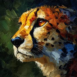 Expressief Jachtluipaard portret in olieverf van Stad & Wand